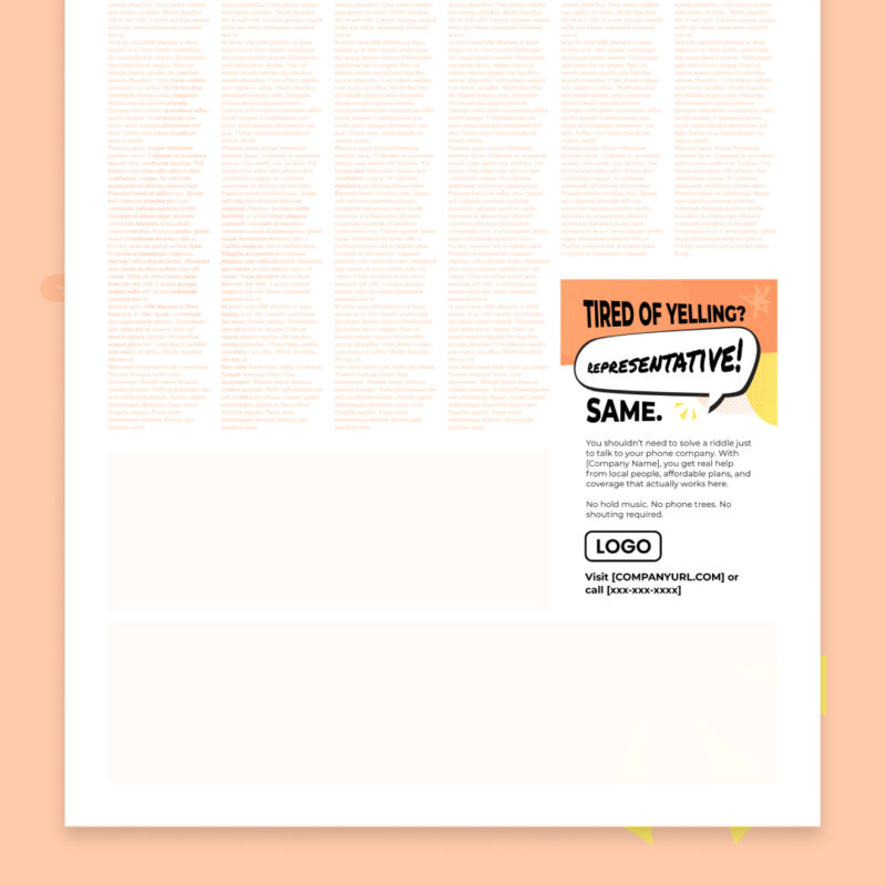 Newspaper ad 3.25in x 5in