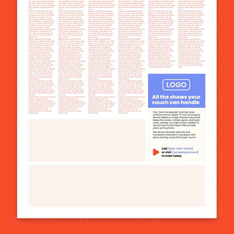 Newspaper ad 3.25in x 5in