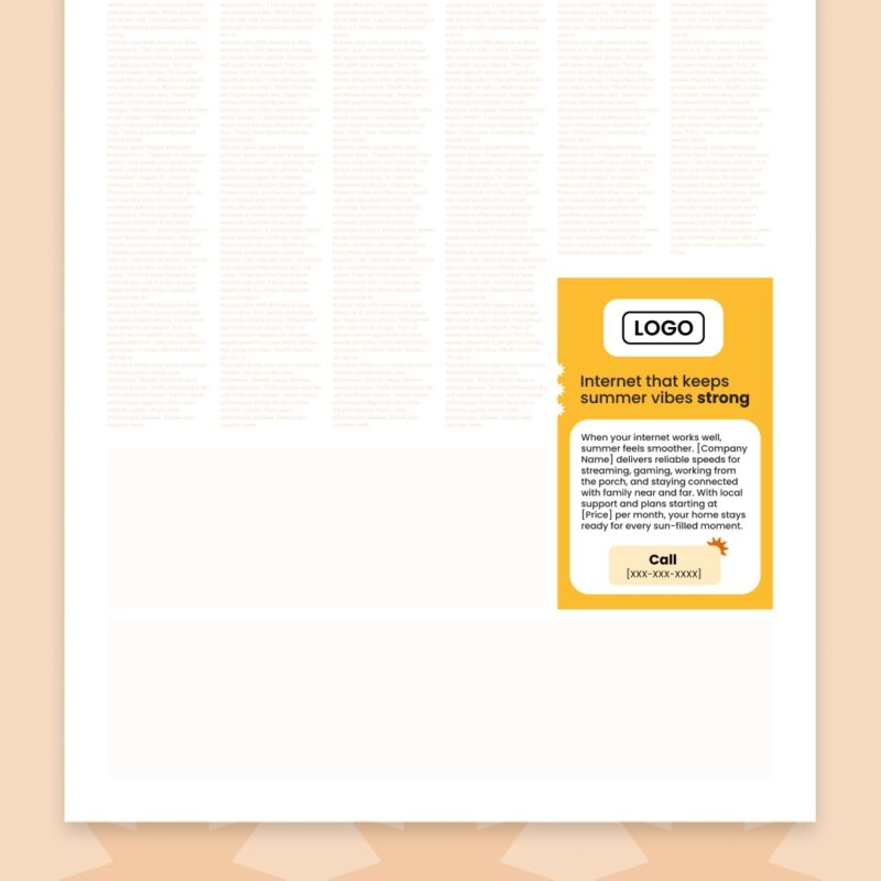 Newspaper ad 3.25in x 5in