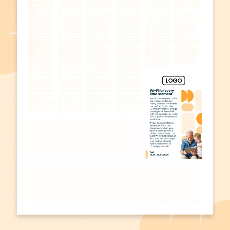 Newspaper ad 3.25in x 5in