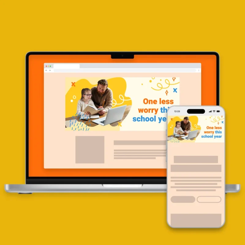 Landing page image + text