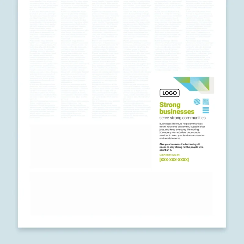 Newspaper ad 3.25in x 5in